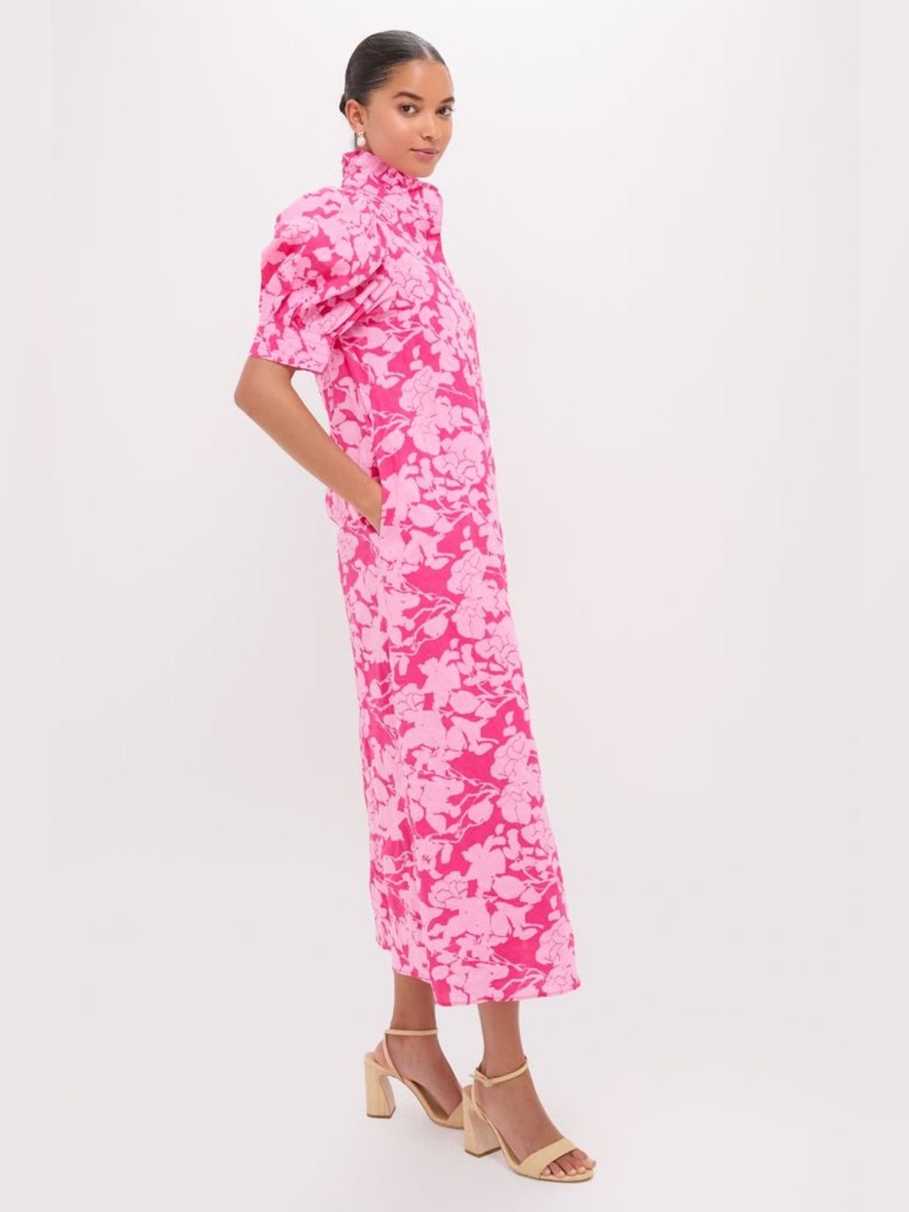 Hyacinth House Pink Textured Floral Hillsborough Midi Dress - Picture 3 of 16